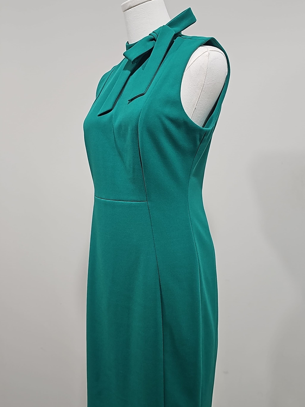 Calvin Klein Emerald Green Bow Neck Sheath Dress Size 6